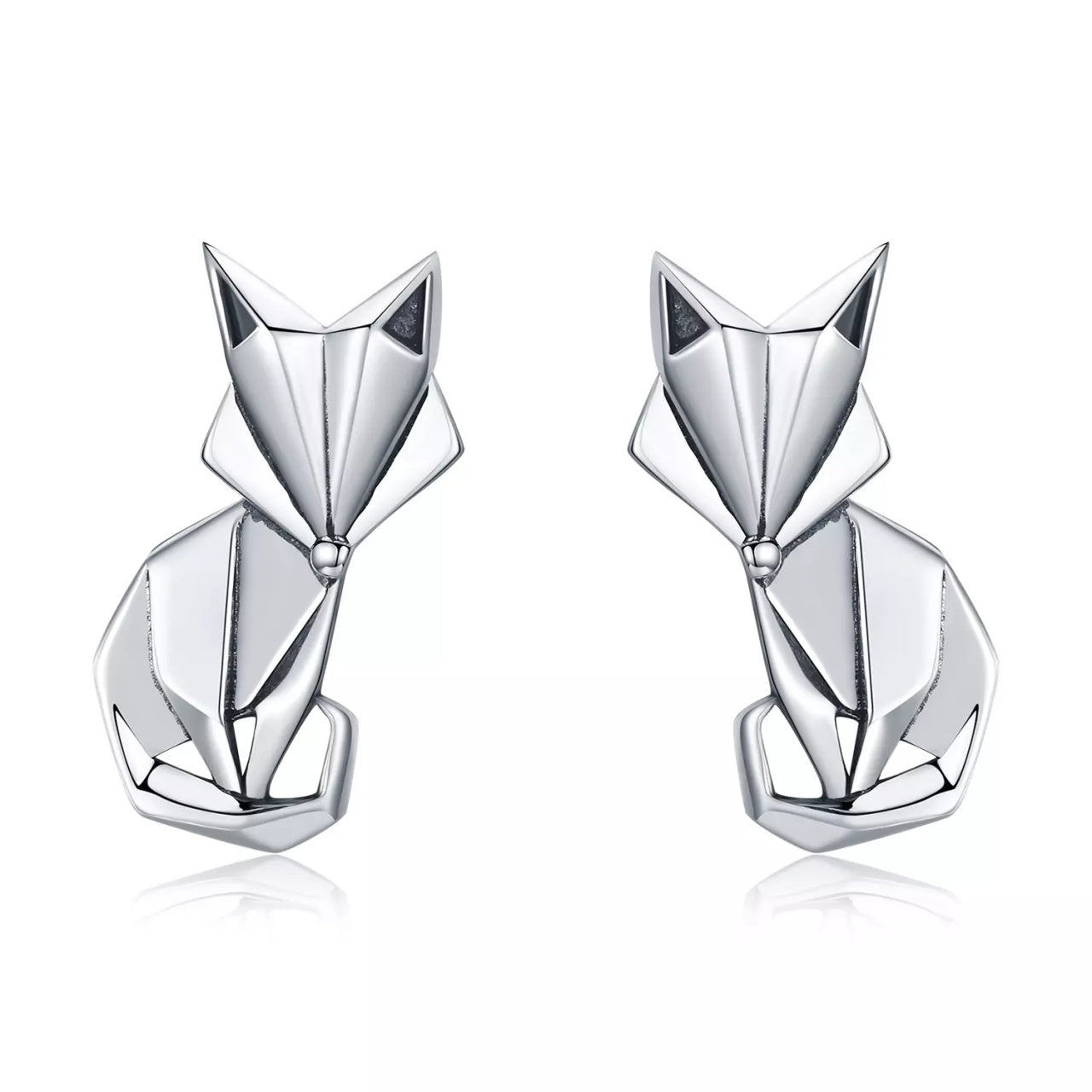 Cercei din argint Origami Fox, Argint 925, Pentru Femei 1.84g