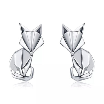 Cercei din argint Origami Fox, Argint 925, Pentru Femei 1.84g