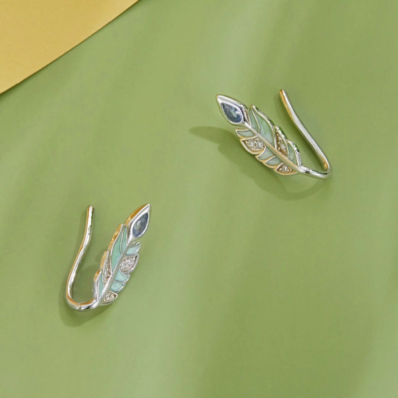 Cercei din argint Peacock Feather, Argint 925, Pentru Femei