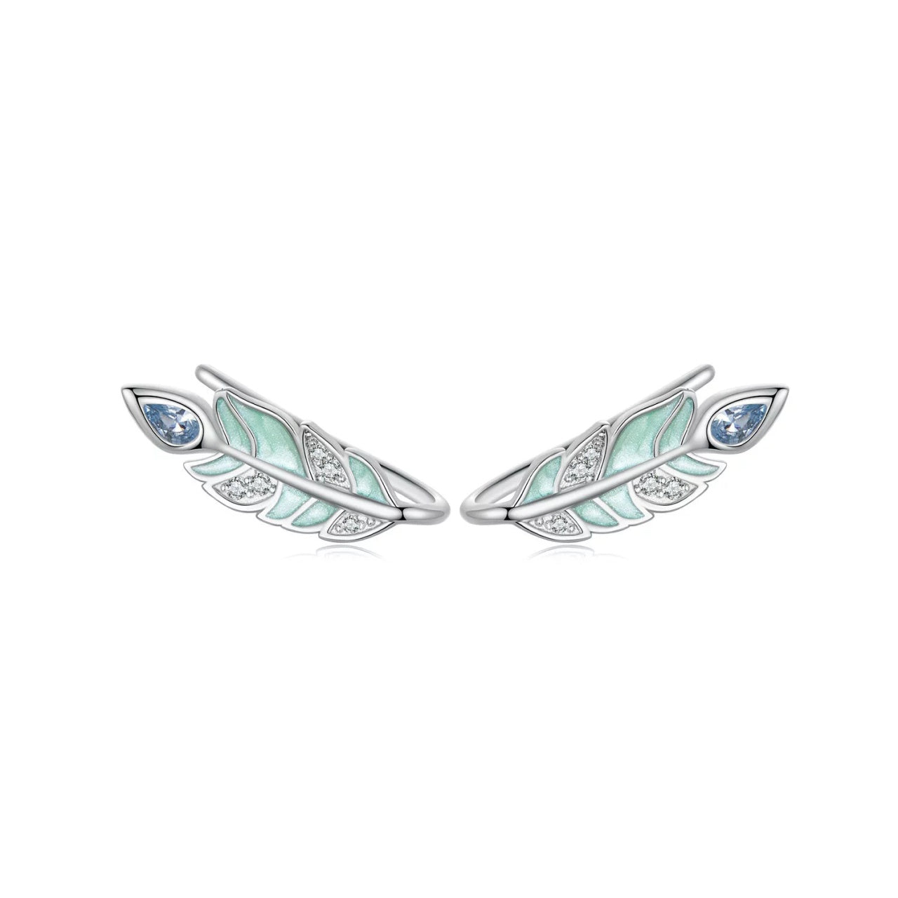 Cercei din argint Peacock Feather, Argint 925, Pentru Femei