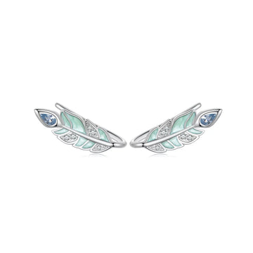Cercei din argint Peacock Feather, Argint 925, Pentru Femei