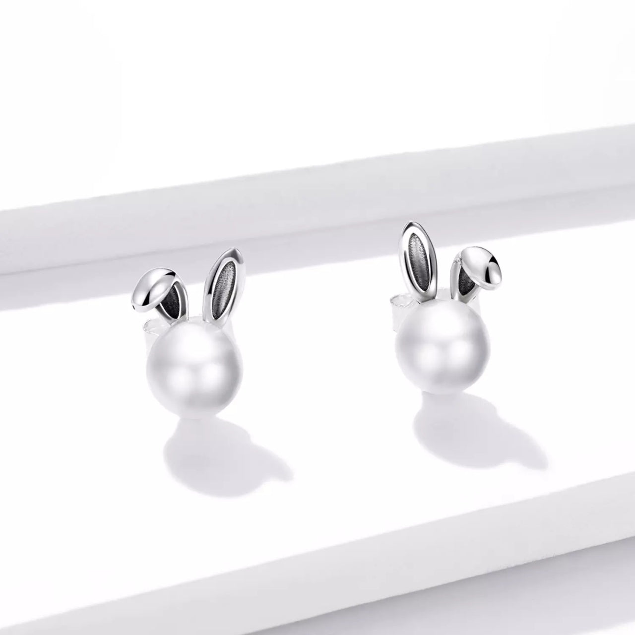 Cercei din argint Pearl Bunny, Argint 925, Pentru Femei