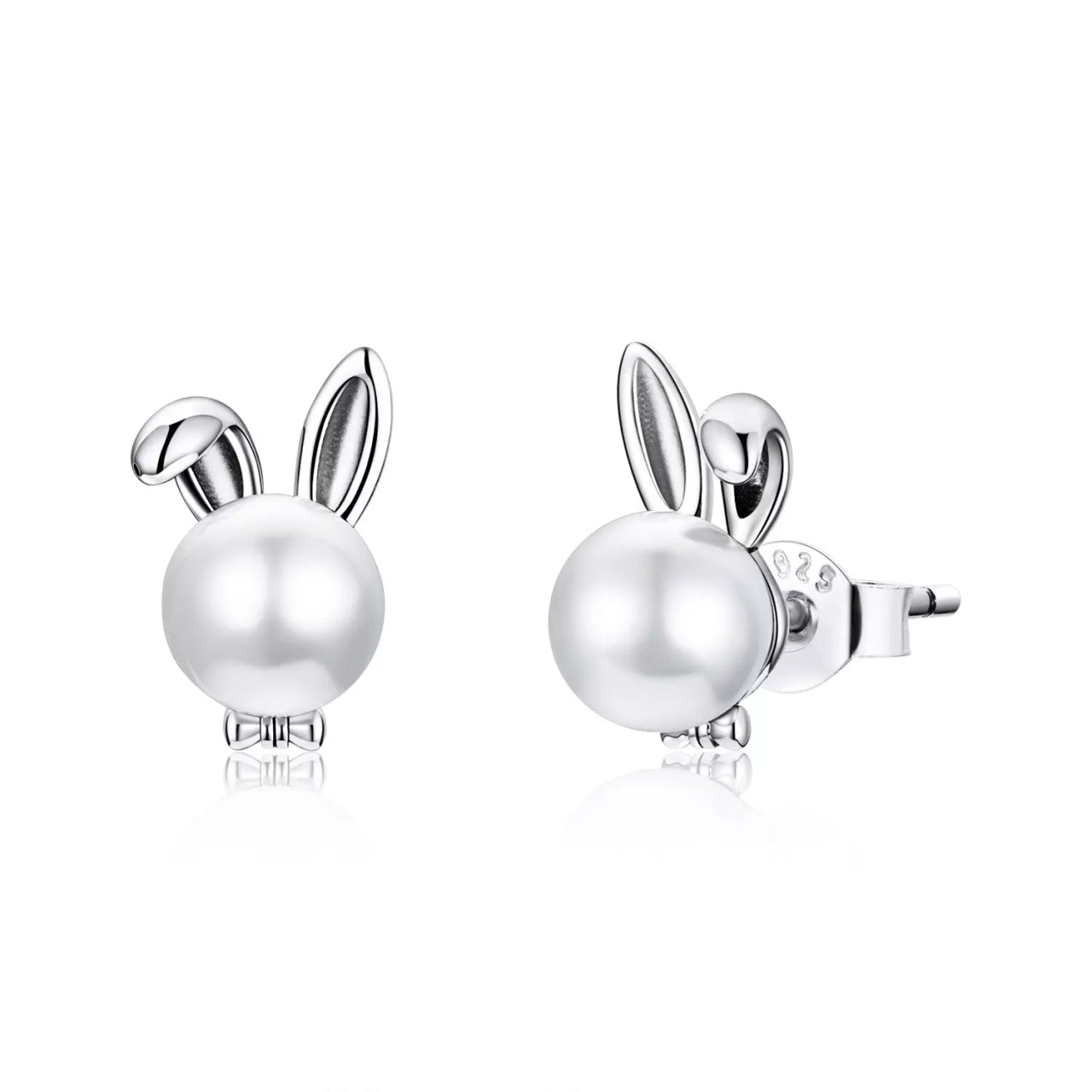Cercei din argint Pearl Bunny, Argint 925, Pentru Femei