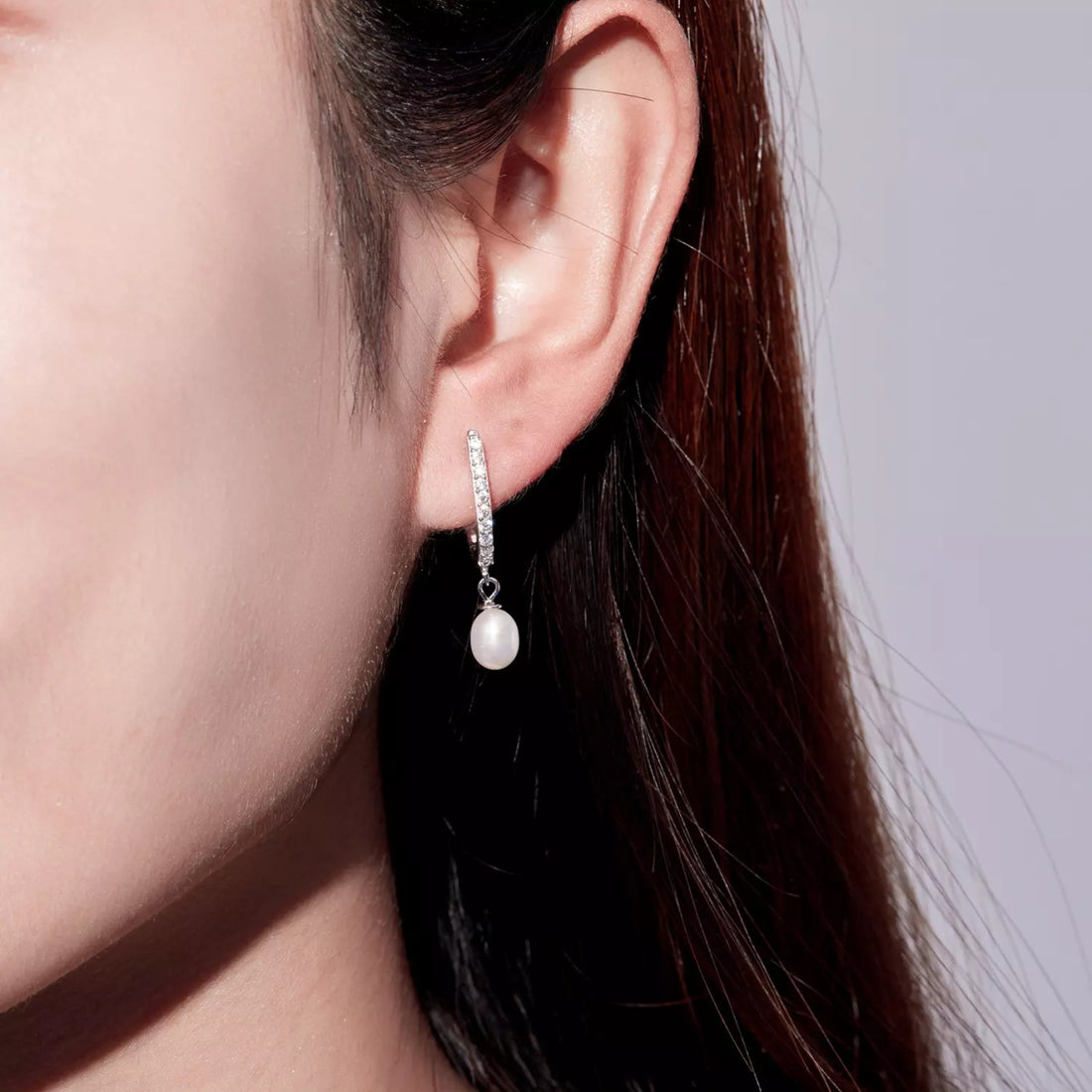 Cercei din argint Pearls & Crystals Hoops, Argint 925, Pentru Femei