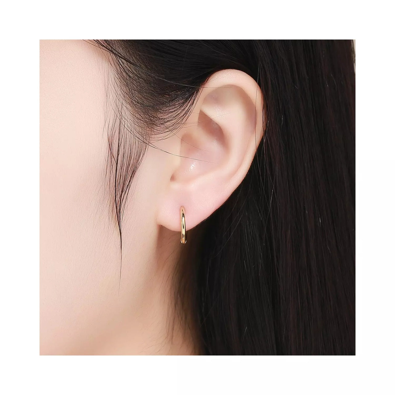Cercei din argint Perfect Gold Circle, Argint 925, Pentru Femei