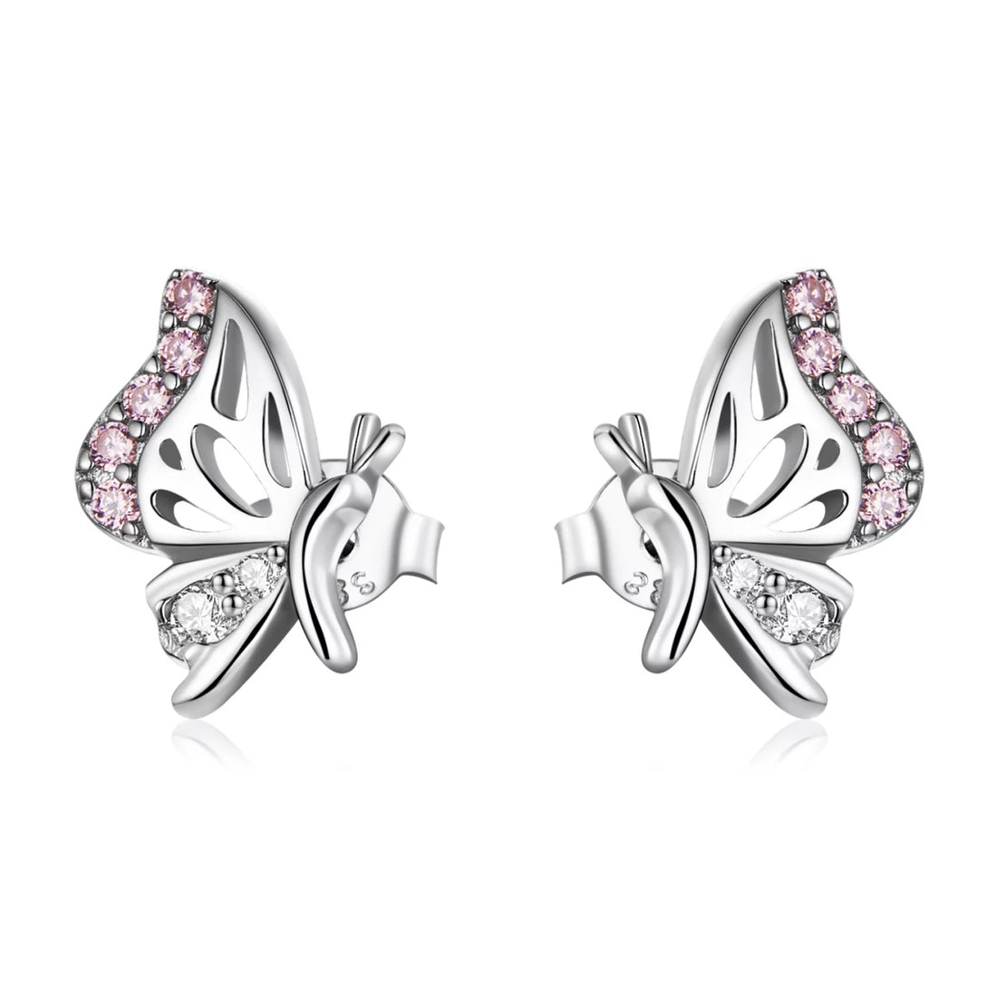 Cercei din argint Pink Crystal Butterflies, Argint 925, Pentru Femei