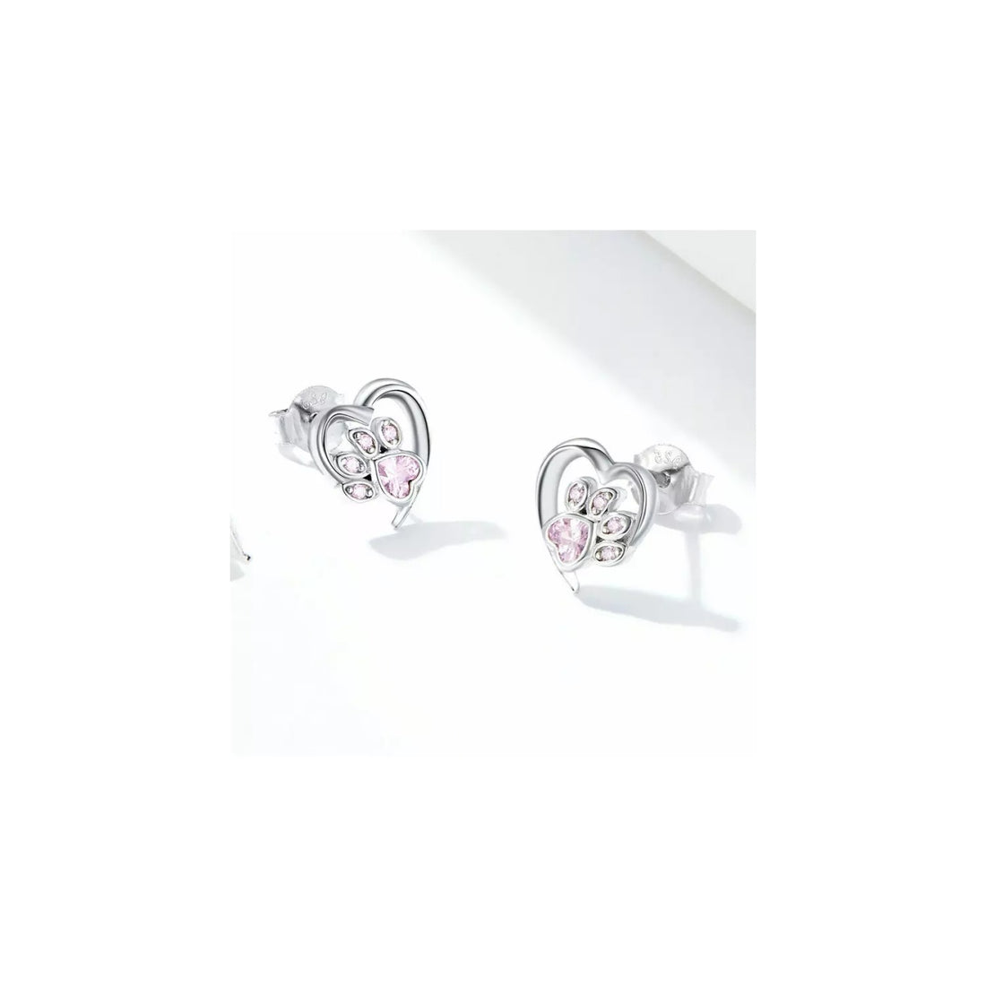 Cercei din argint Pink Crystal Paw, Argint 925, Pentru Femei