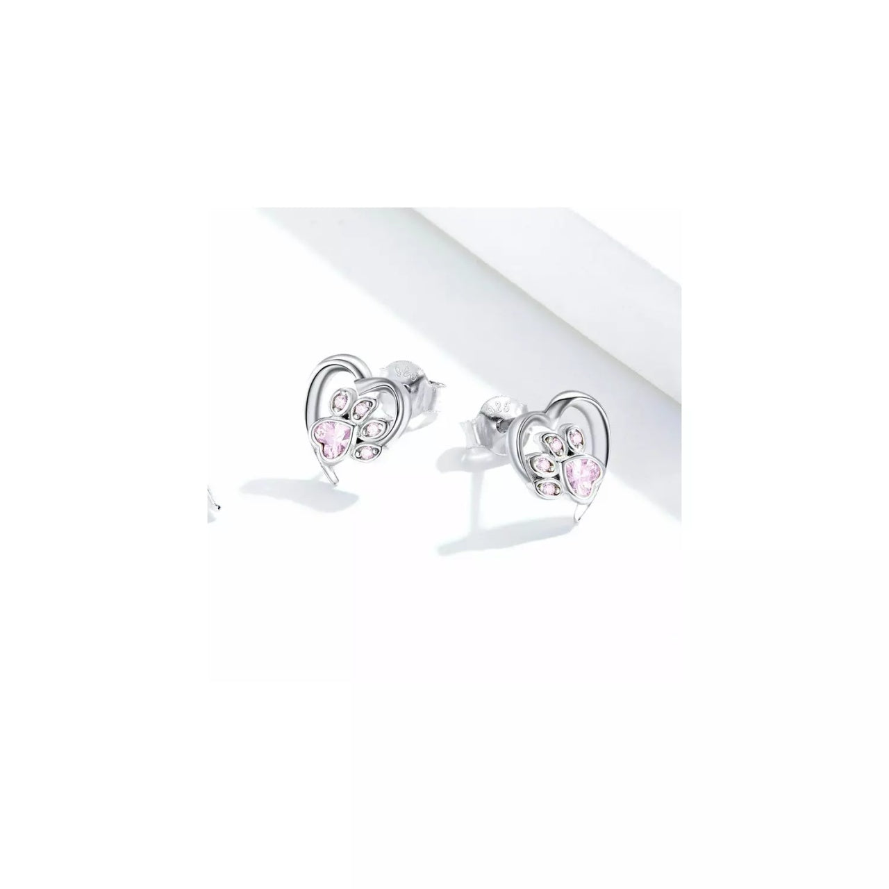 Cercei din argint Pink Crystal Paw, Argint 925, Pentru Femei