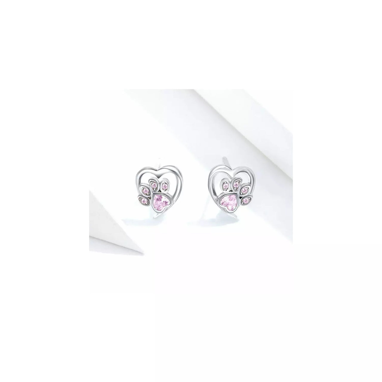 Cercei din argint Pink Crystal Paw, Argint 925, Pentru Femei