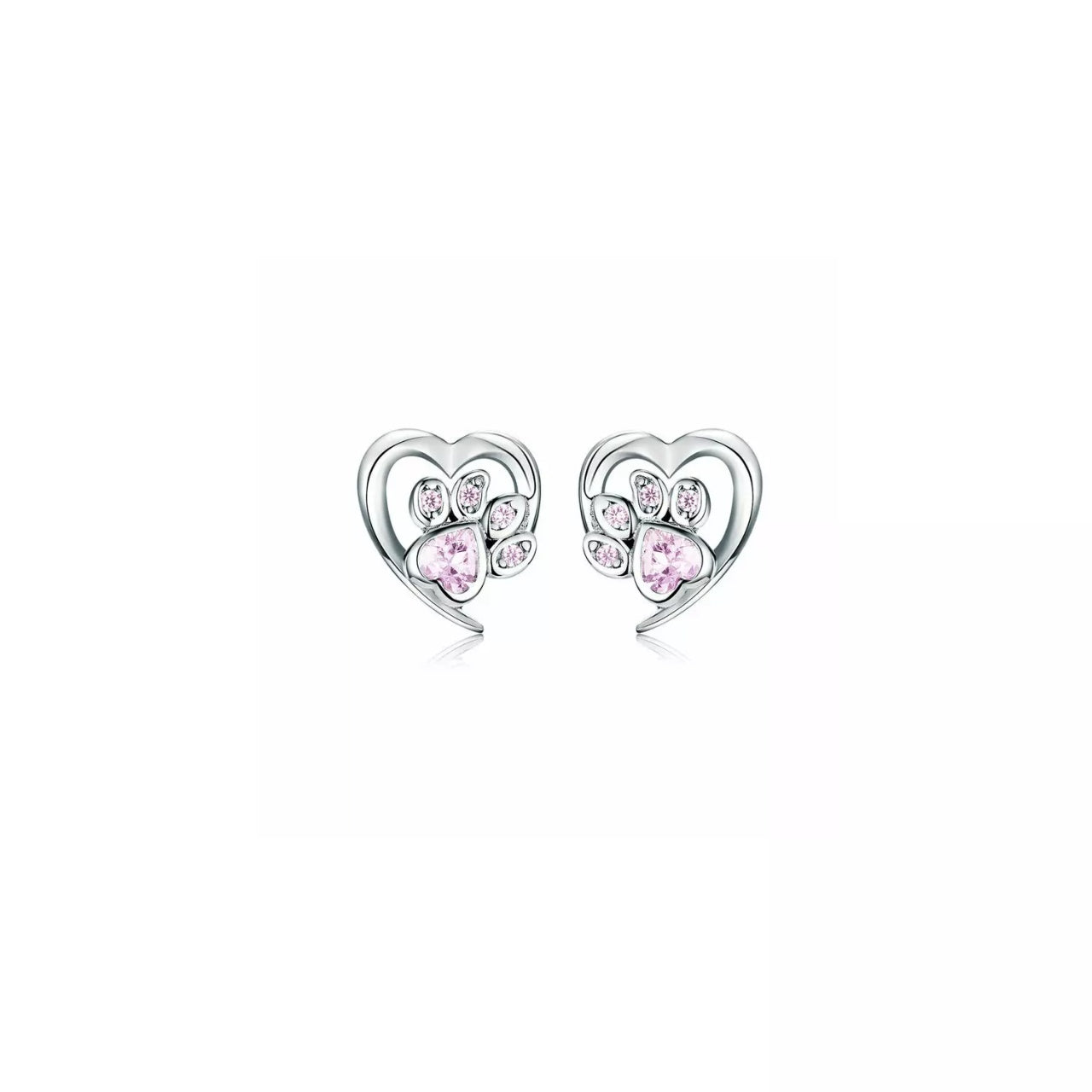 Cercei din argint Pink Crystal Paw, Argint 925, Pentru Femei