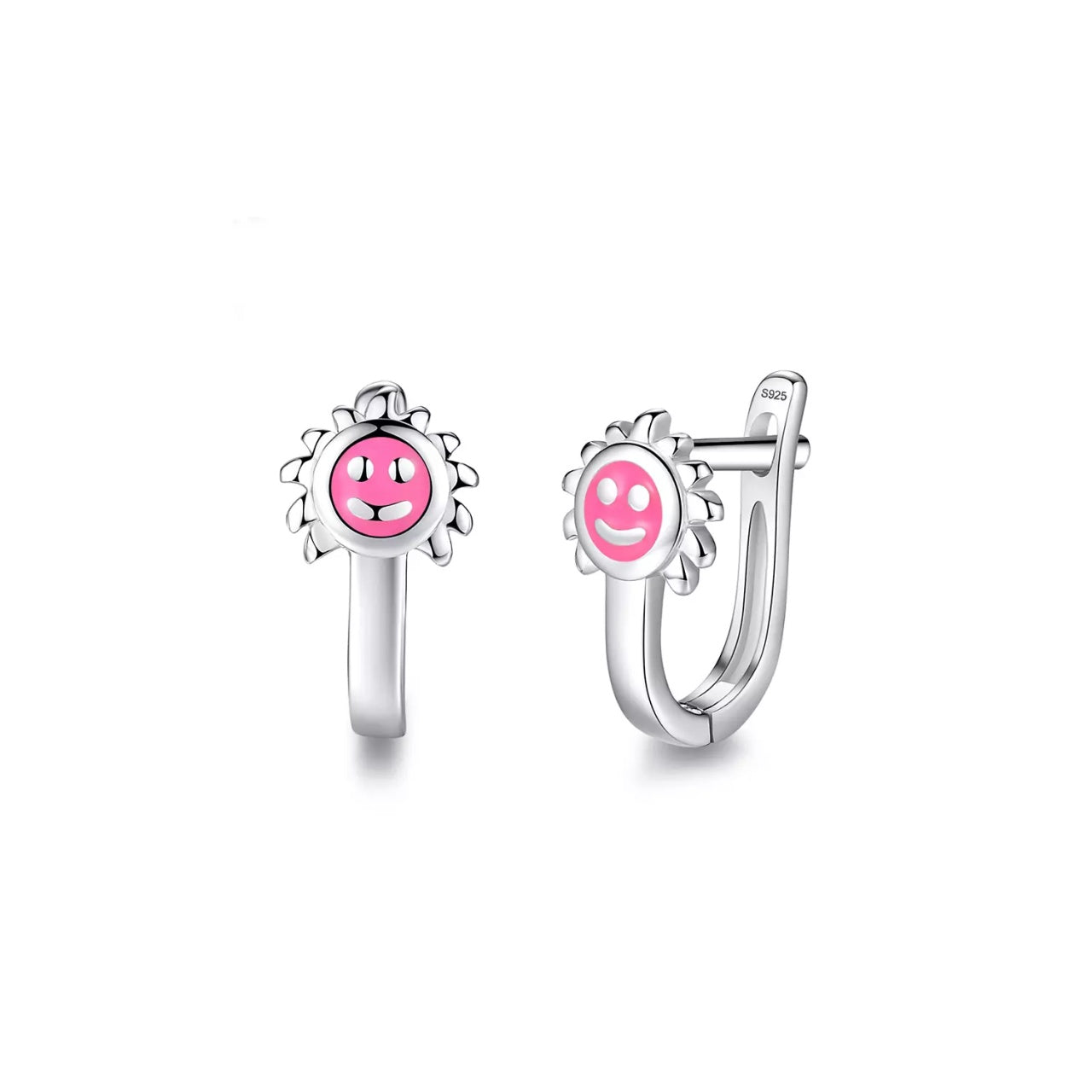 Cercei din argint Pink Email Sunflower, Argint 925, Pentru Femei