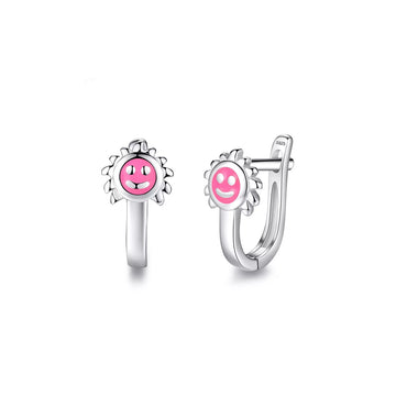 Cercei din argint Pink Email Sunflower, Argint 925, Pentru Femei