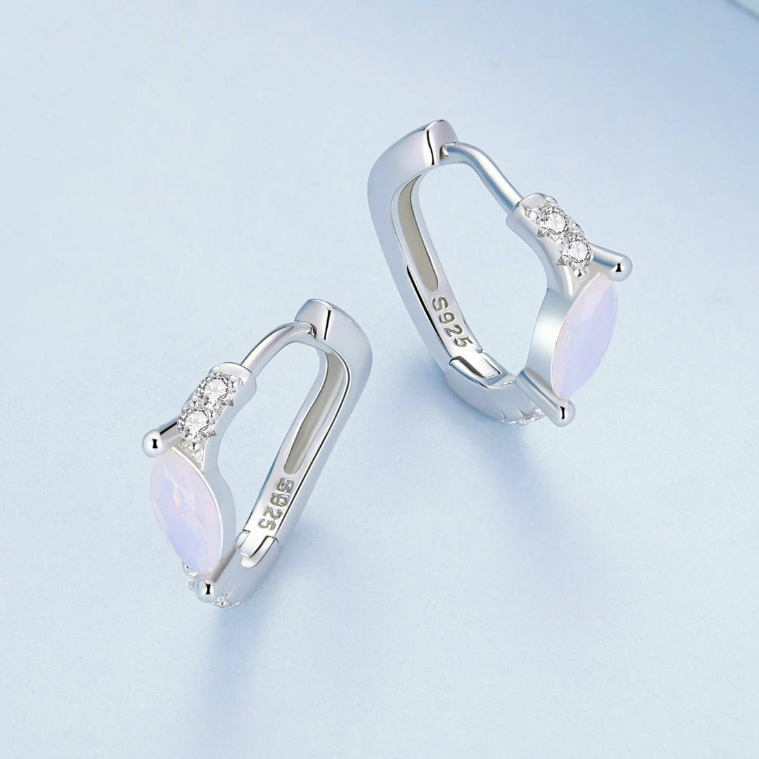 Cercei din argint Pink Glamour Hoops, Argint 925, Pentru Femei 1.86g