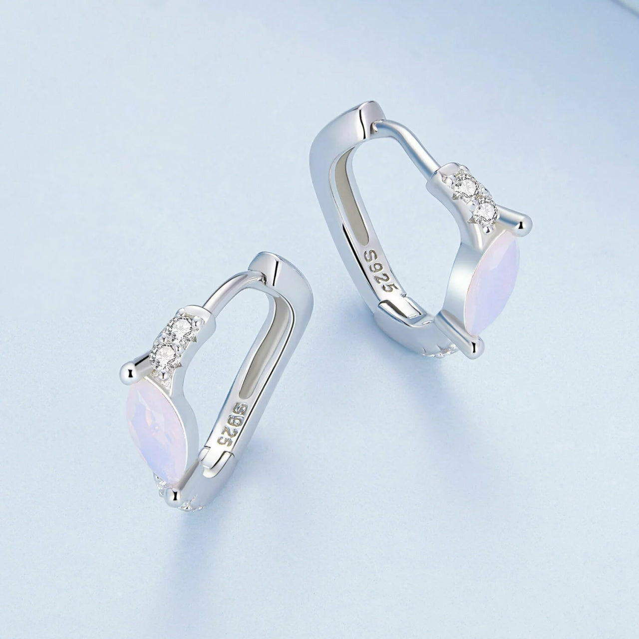 Cercei din argint Pink Glamour Hoops, Argint 925, Pentru Femei 1.86g