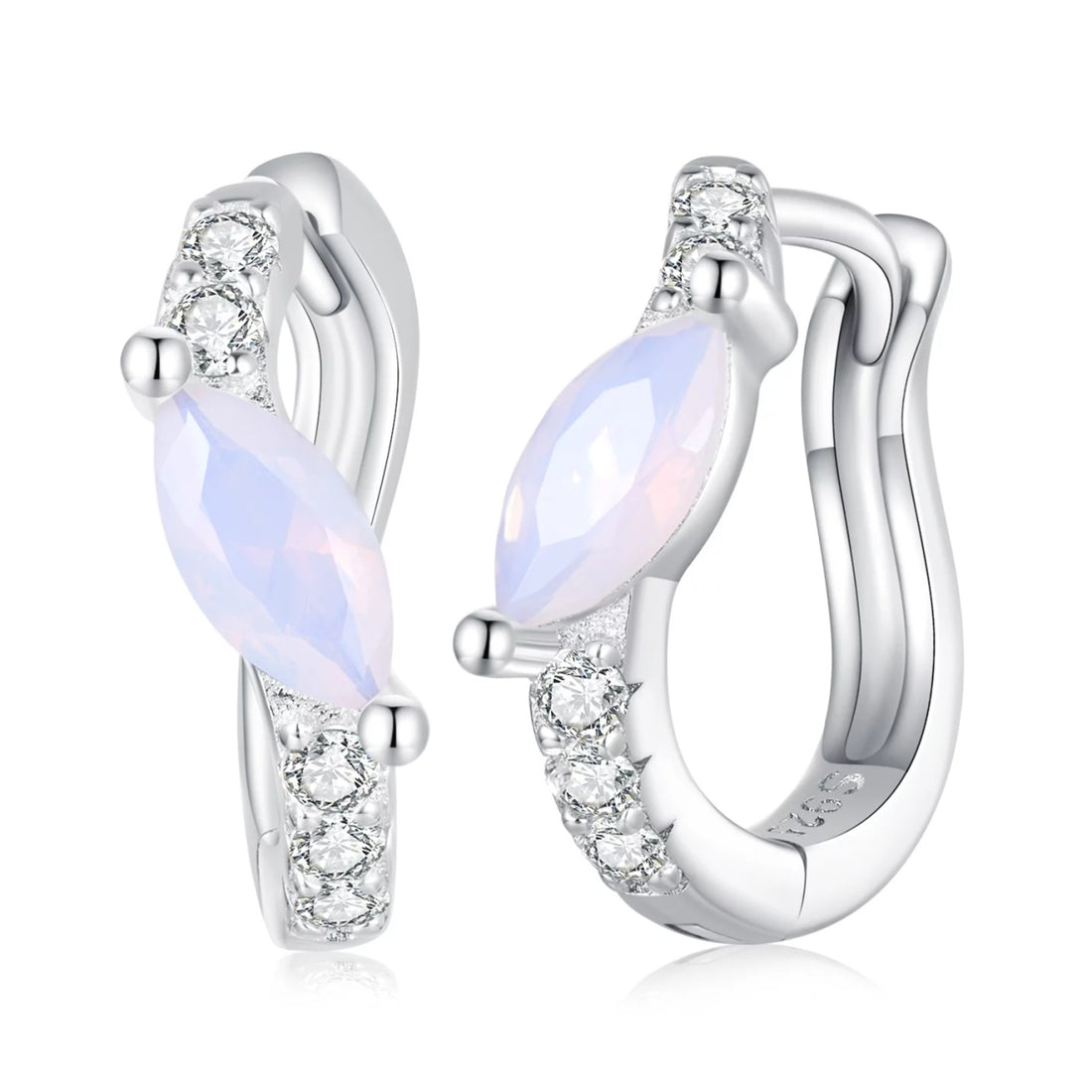 Cercei din argint Pink Glamour Hoops, Argint 925, Pentru Femei 1.86g