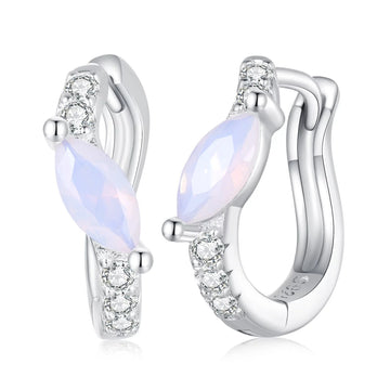 Cercei din argint Pink Glamour Hoops, Argint 925, Pentru Femei 1.86g