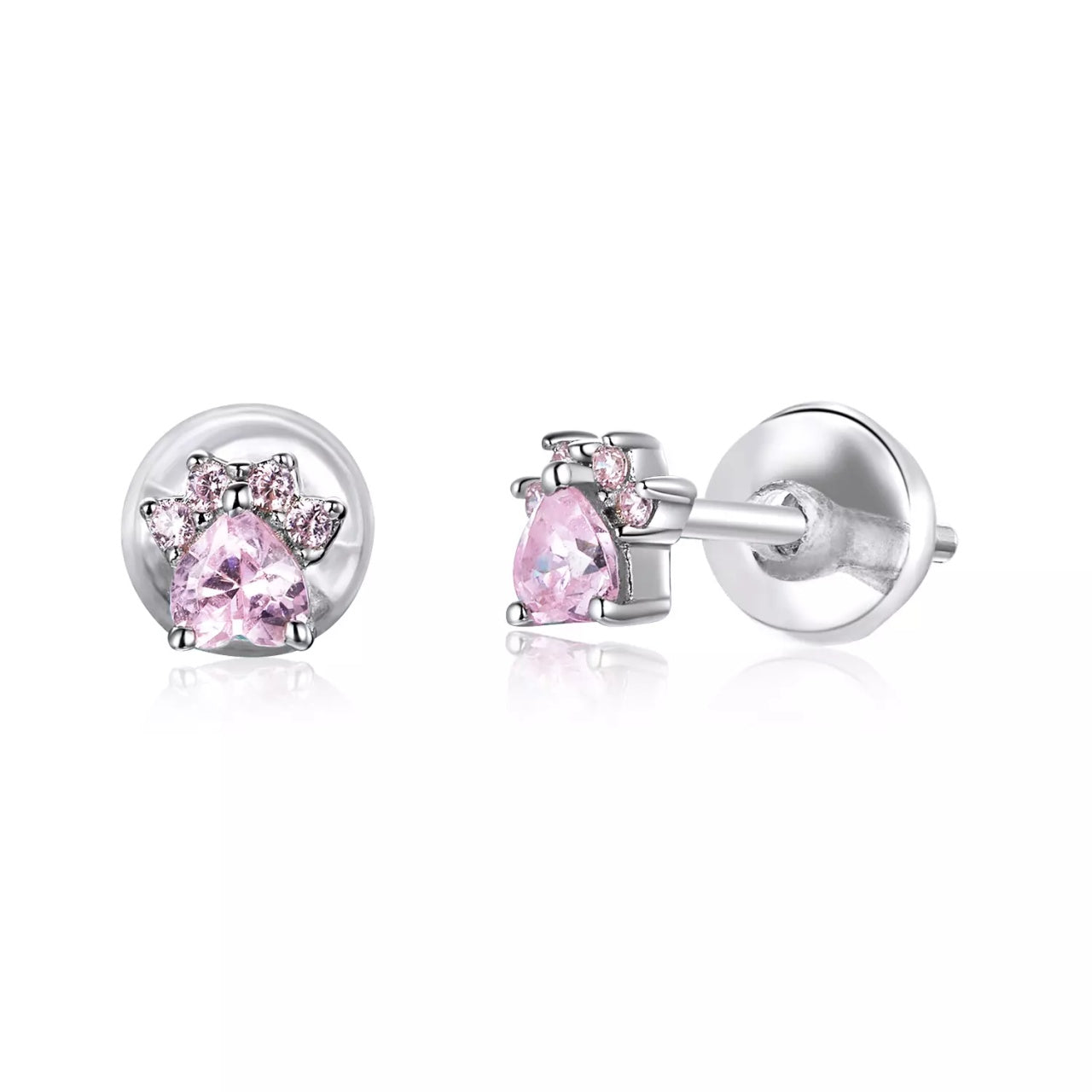 Cercei din argint Pink Little Paws, Argint 925, Pentru Femei