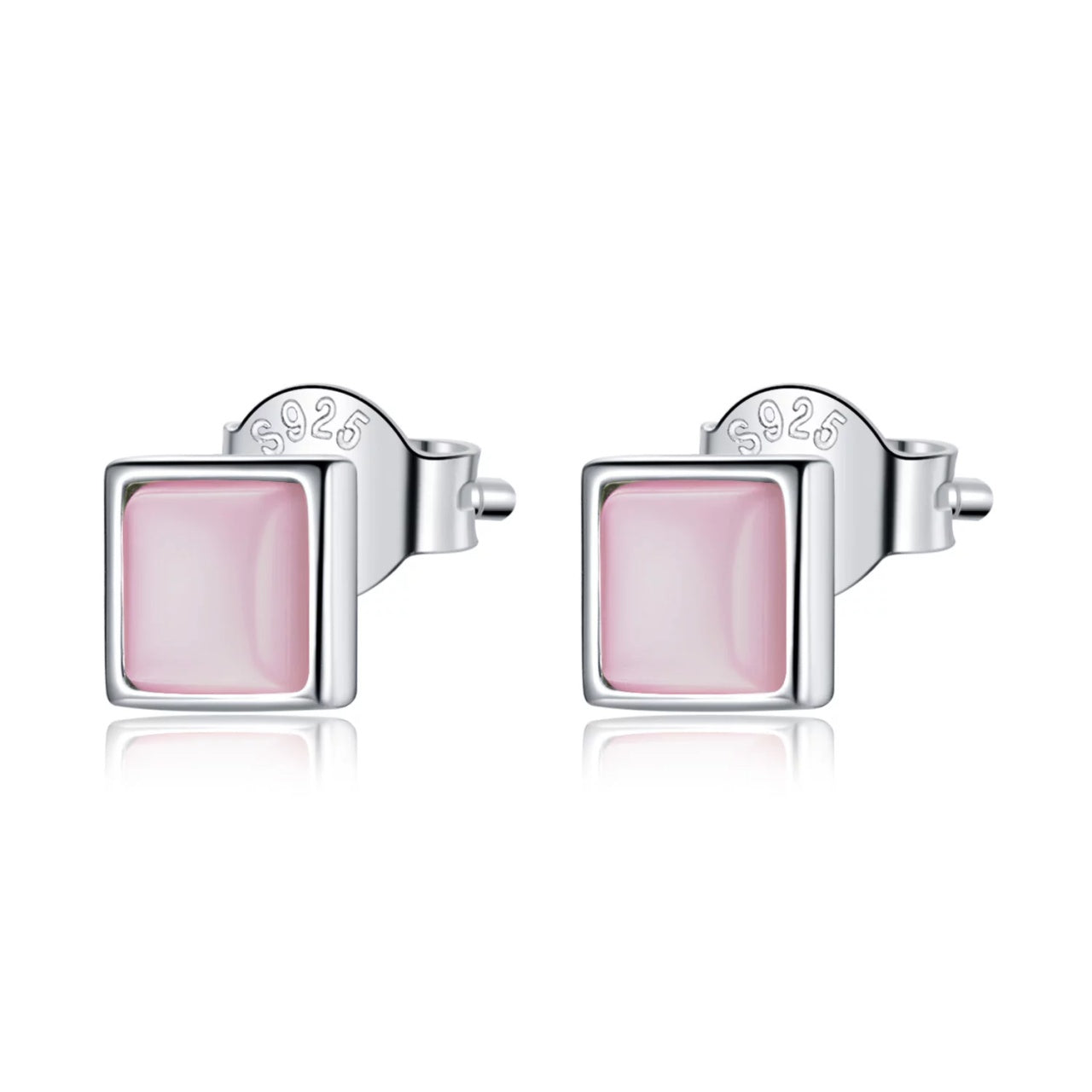 Cercei din argint Pink Squares, Argint 925, Pentru Femei