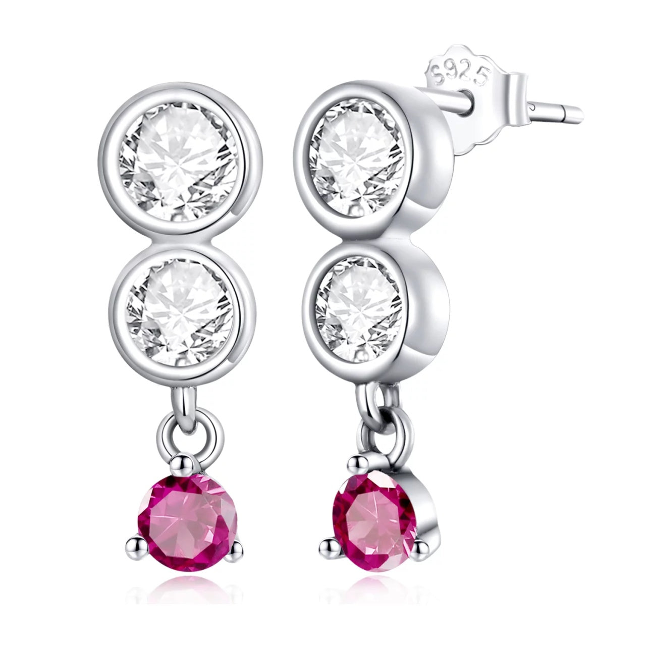 Cercei din argint Pink Stone, Argint 925, Pentru Femei