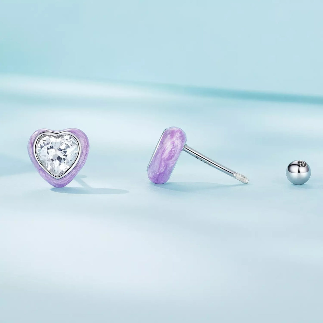 Cercei din argint Purple Mother of Pearl, Argint 925, Pentru Femei
