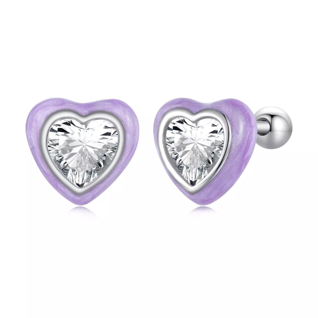 Cercei din argint Purple Mother of Pearl, Argint 925, Pentru Femei