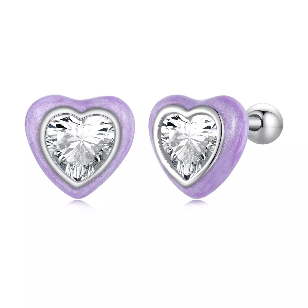 Cercei din argint Purple Mother of Pearl, Argint 925, Pentru Femei