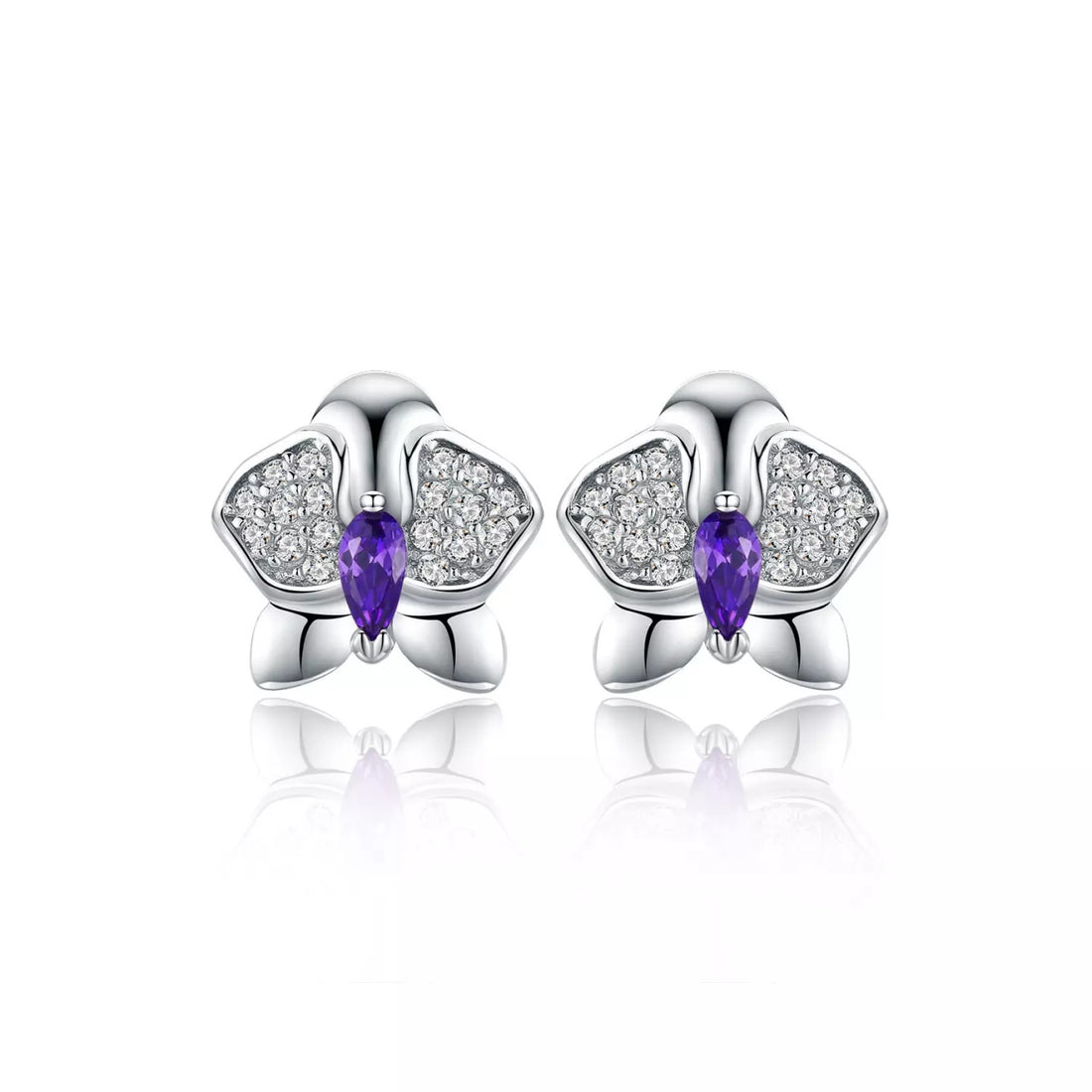 Cercei din argint Purple Orchid, Argint 925, Pentru Femei