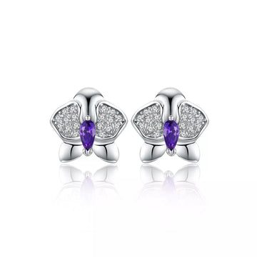Cercei din argint Purple Orchid, Argint 925, Pentru Femei