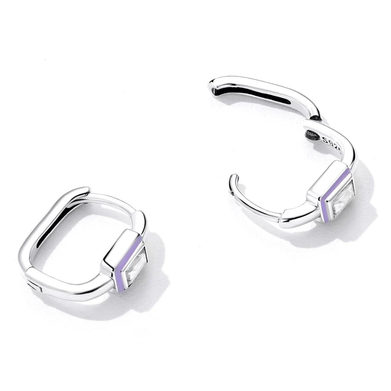 Cercei din argint Purple Square Hoops, Argint 925, Pentru Femei