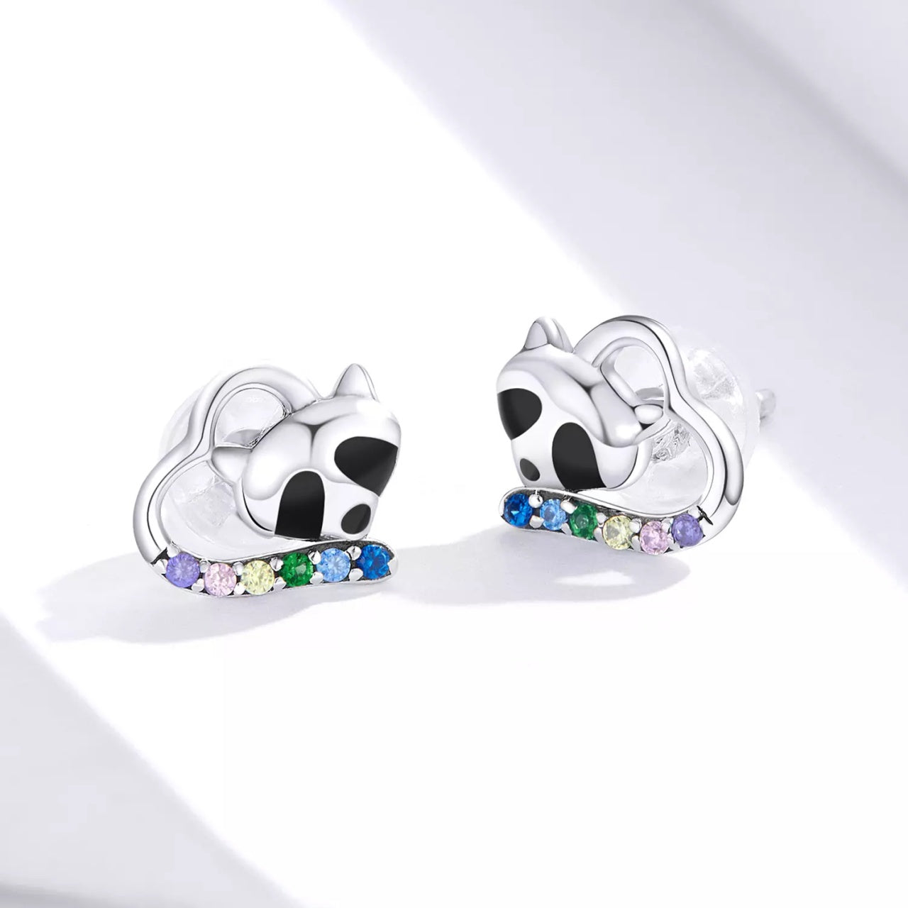 Cercei din argint Raccoon Studs, Argint 925, Pentru Femei