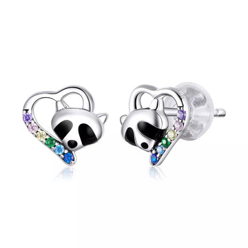 Cercei din argint Raccoon Studs, Argint 925, Pentru Femei