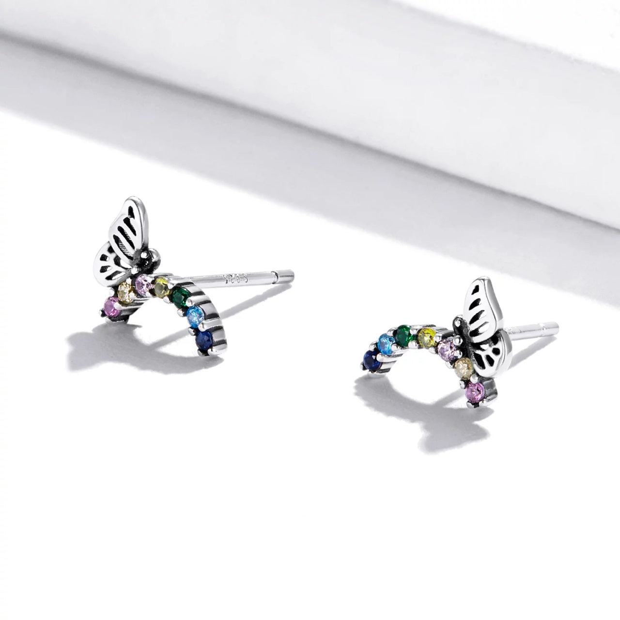 Cercei din argint Rainbow Butterfly, Argint 925, Pentru Femei