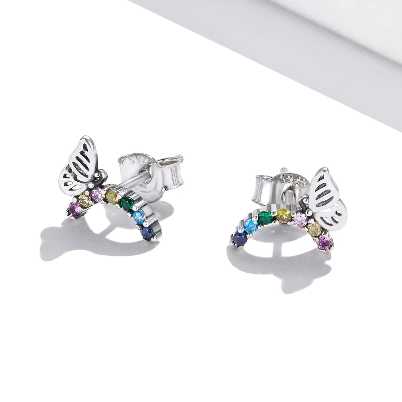 Cercei din argint Rainbow Butterfly, Argint 925, Pentru Femei