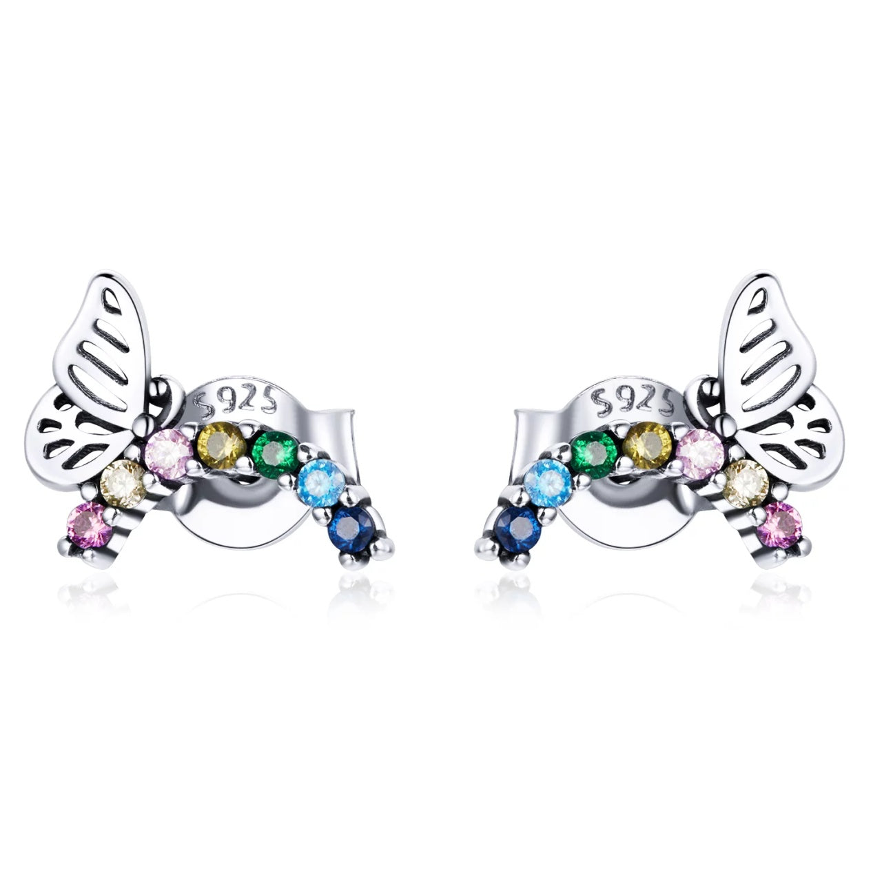Cercei din argint Rainbow Butterfly, Argint 925, Pentru Femei