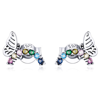 Cercei din argint Rainbow Butterfly, Argint 925, Pentru Femei