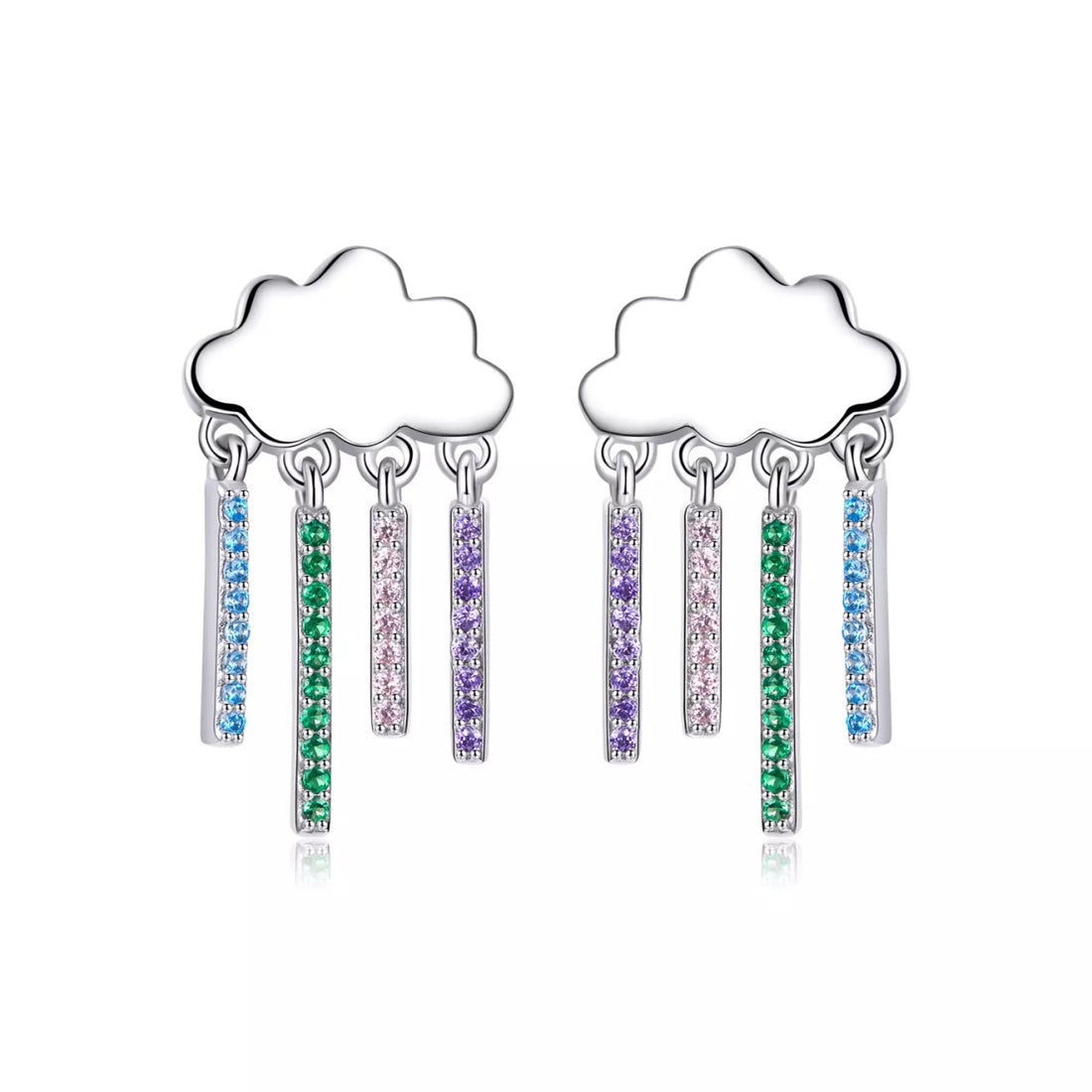 Cercei din argint Rainbow Dropping Clouds, Argint 925, Pentru Femei