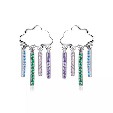 Cercei din argint Rainbow Dropping Clouds, Argint 925, Pentru Femei