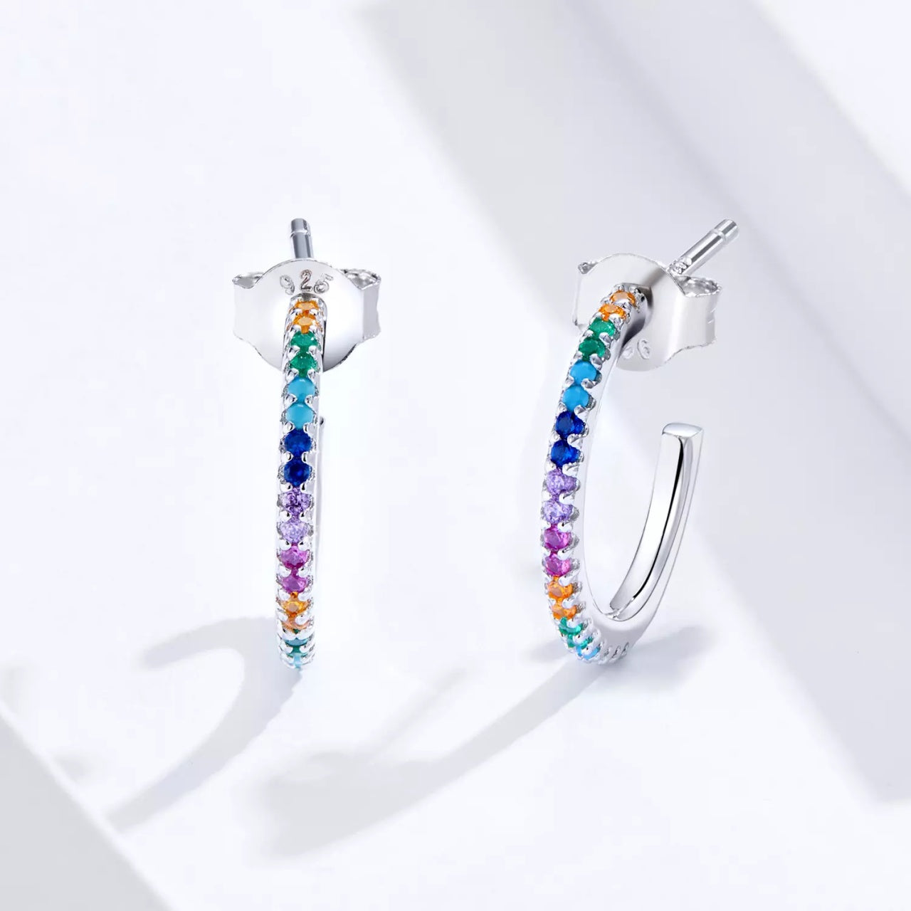 Cercei din argint Rainbow Hoops, Argint 925, Pentru Femei