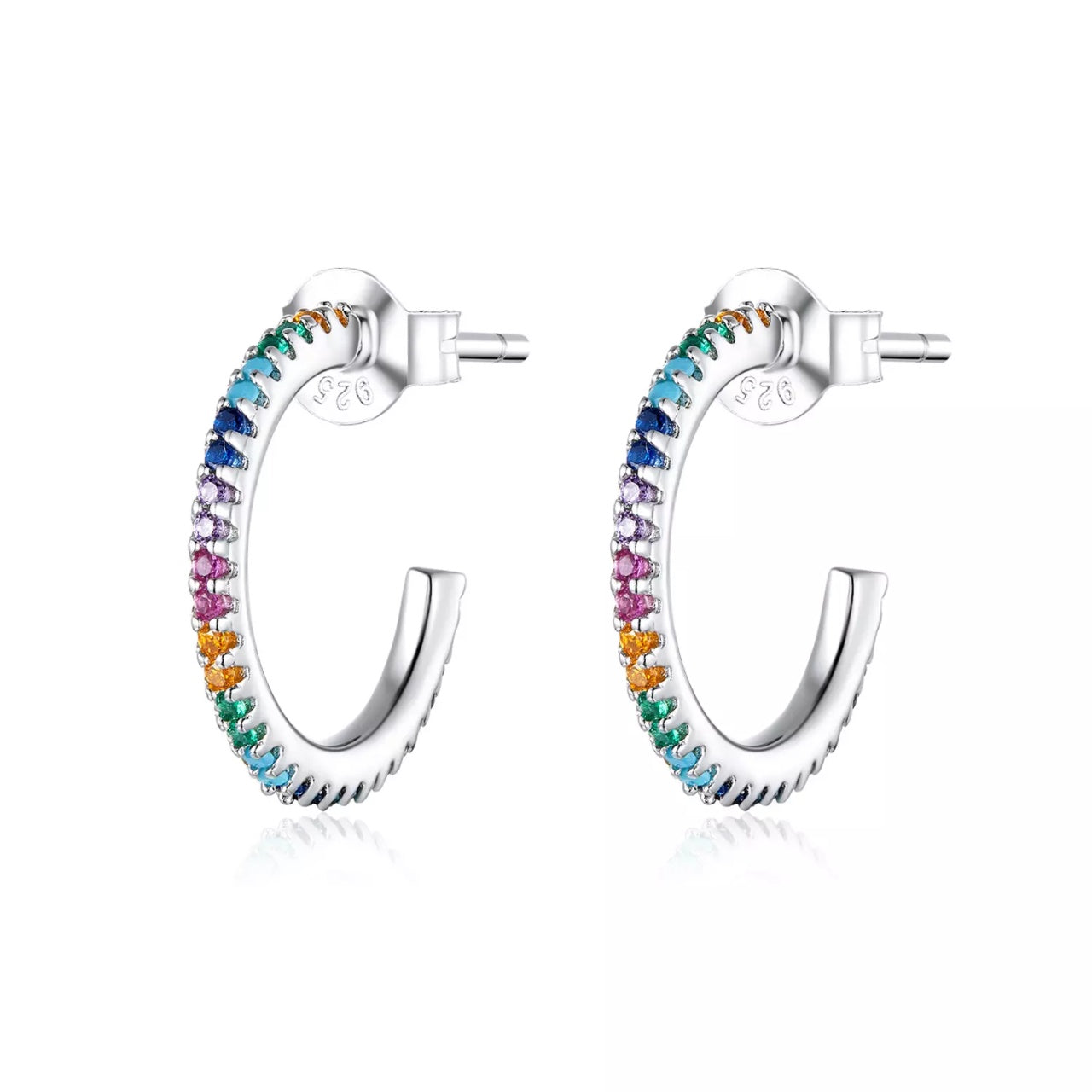 Cercei din argint Rainbow Hoops, Argint 925, Pentru Femei