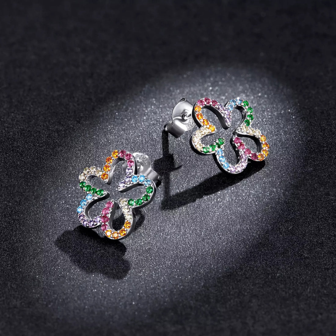 Cercei din argint Rainbow Little Flowers, Argint 925, Pentru Femei
