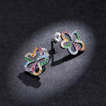 Cercei din argint Rainbow Little Flowers, Argint 925, Pentru Femei
