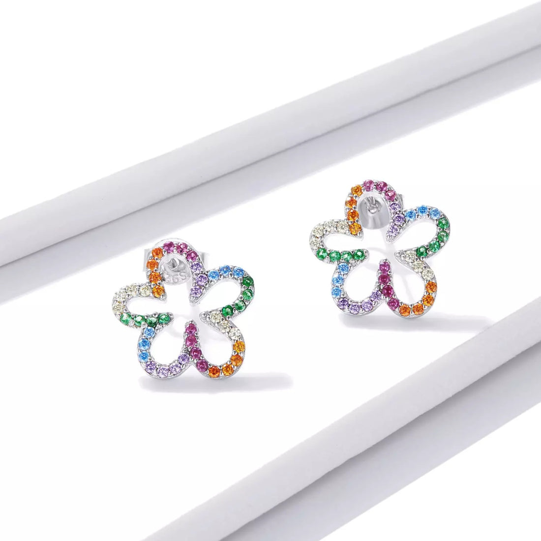 Cercei din argint Rainbow Little Flowers, Argint 925, Pentru Femei