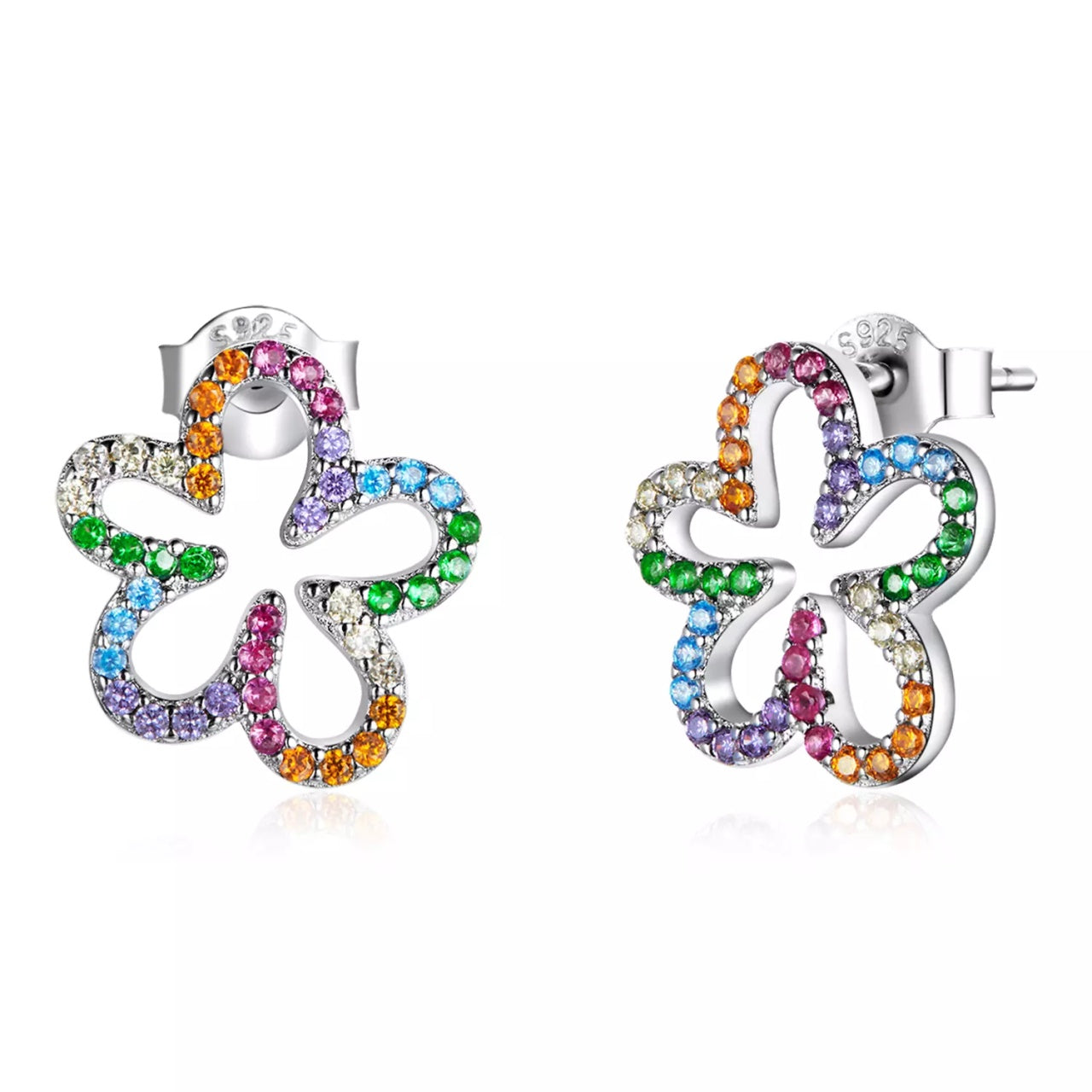 Cercei din argint Rainbow Little Flowers, Argint 925, Pentru Femei
