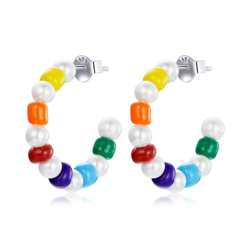Cercei din argint Rainbow Shell Pearl, Argint 925, Pentru Femei