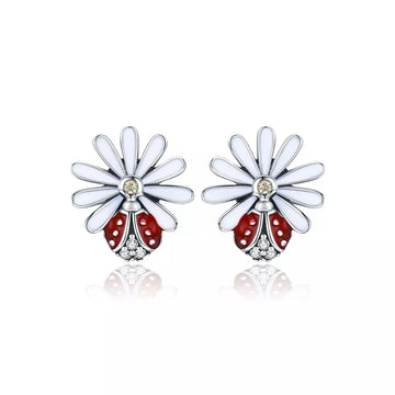 Cercei din argint Red Ladybug, Argint 925, Pentru Femei