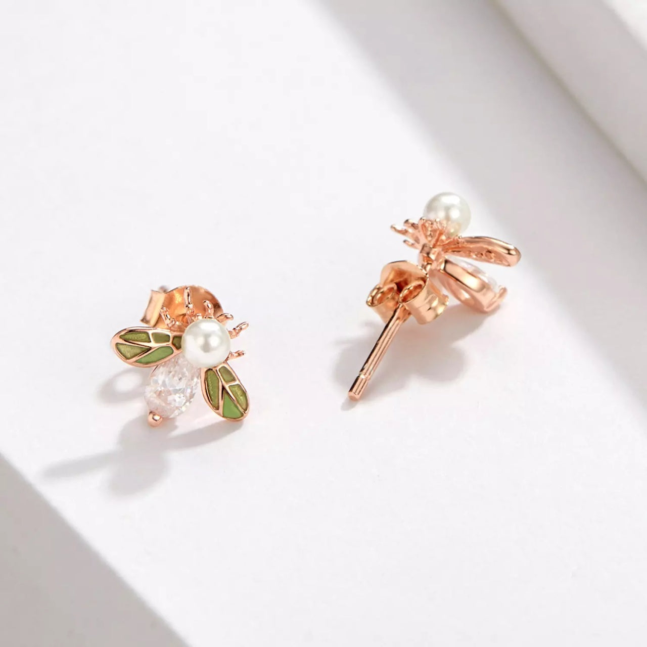 Cercei din argint Rose Gold Bug, Argint 925, Pentru Femei