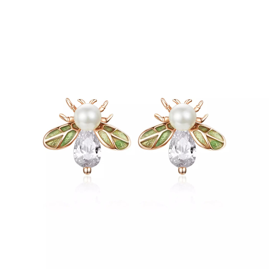 Cercei din argint Rose Gold Bug, Argint 925, Pentru Femei