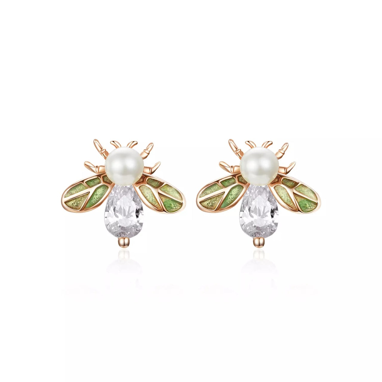 Cercei din argint Rose Gold Bug, Argint 925, Pentru Femei
