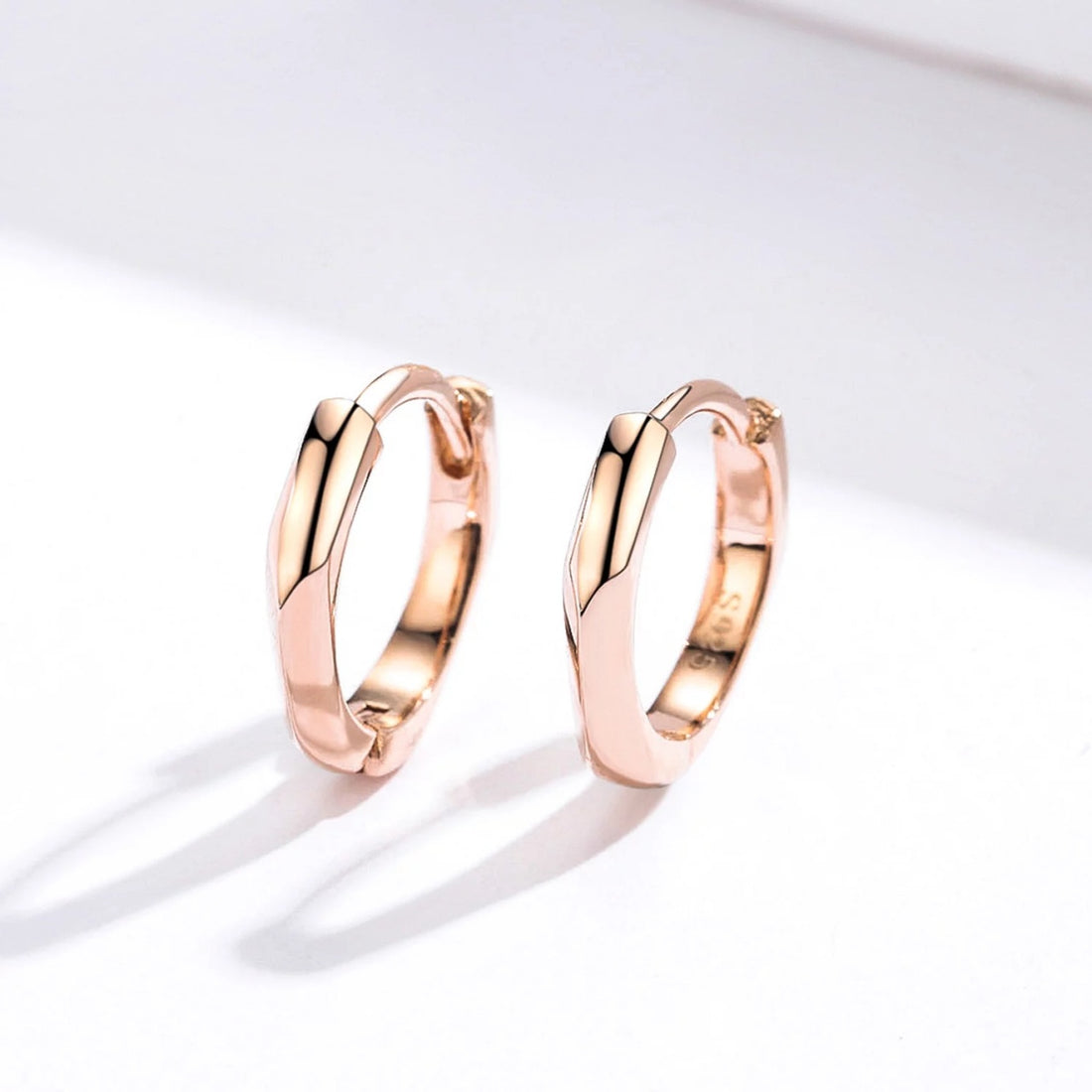 Cercei din argint Rose Gold Fine Hoops, Argint 925, Pentru Femei