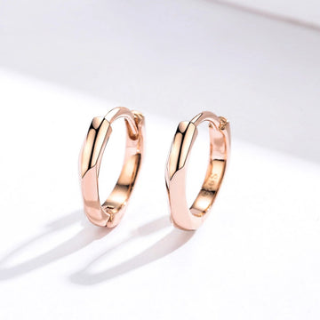 Cercei din argint Rose Gold Fine Hoops, Argint 925, Pentru Femei